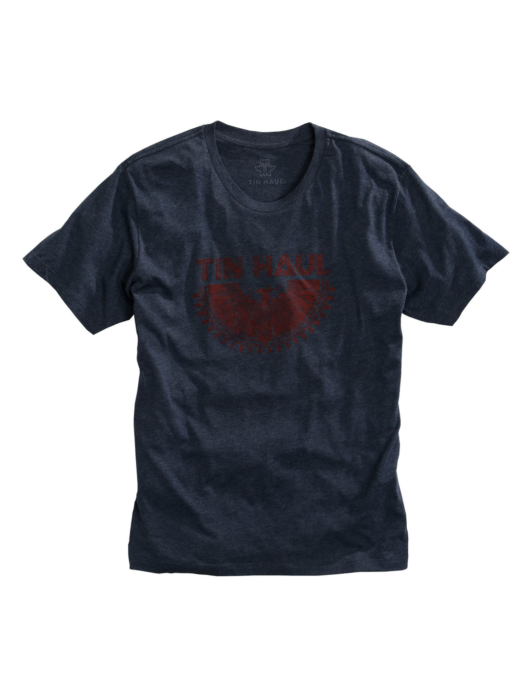 MENS AZTEC EAGLE SCREEN PRINT NAVY HEATHER SHORT SLEEVE T-SHIRT
