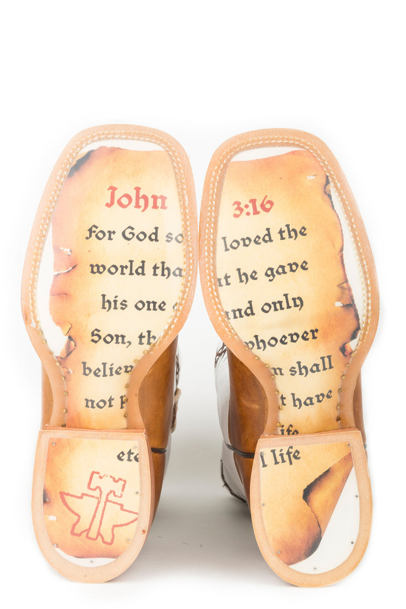 Boots with bible 2024 verse on sole