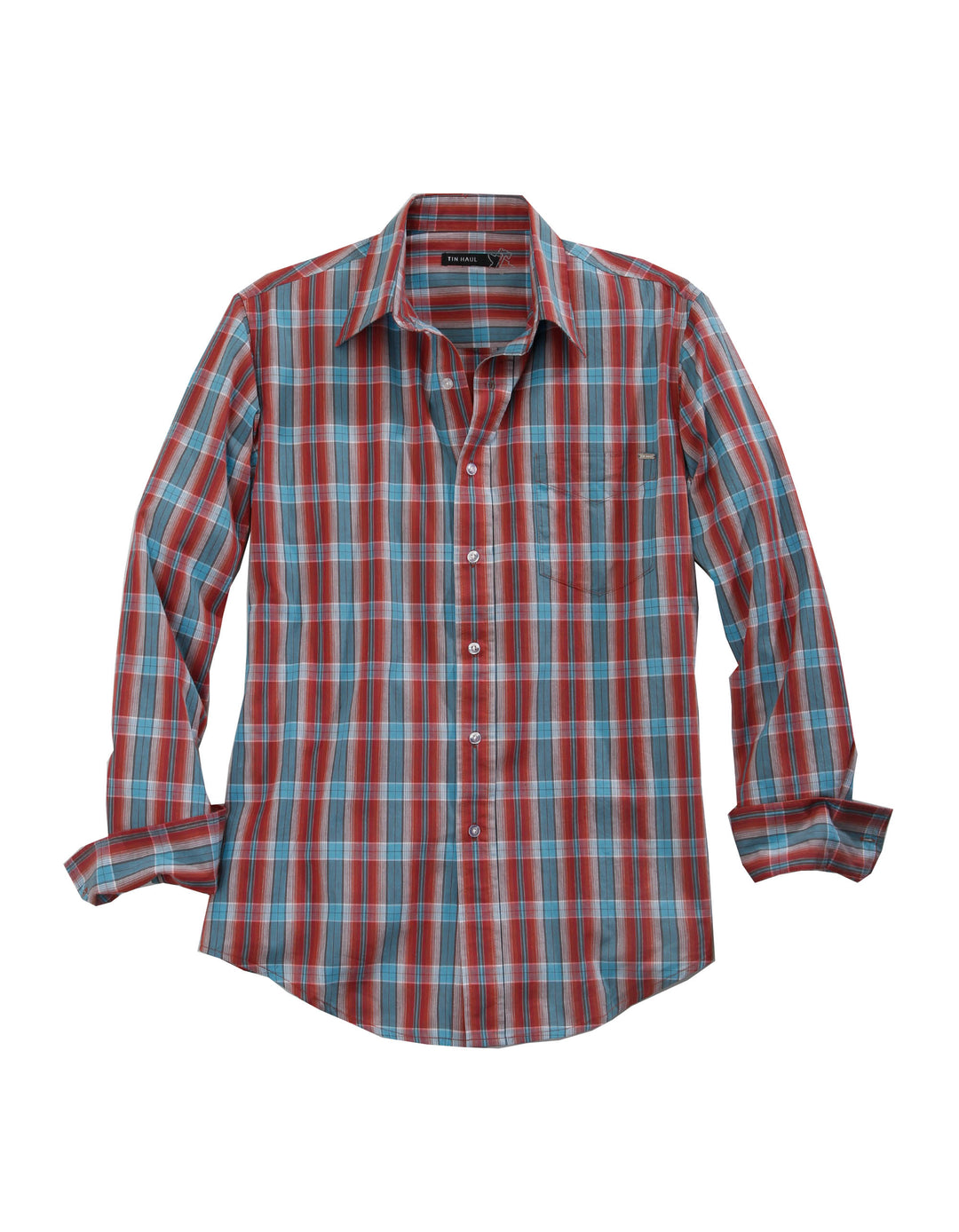 MENS HIGHWAY PLAID  LONG SLEEVE WESTERN BUTTON DOWN SHIRT