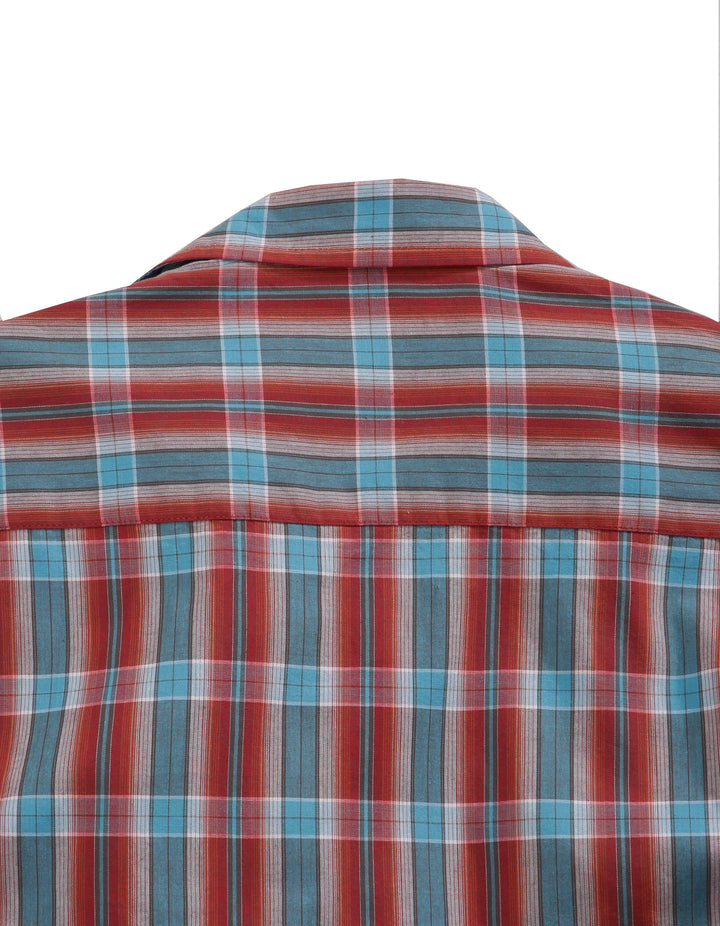 MENS HIGHWAY PLAID  LONG SLEEVE WESTERN BUTTON DOWN SHIRT