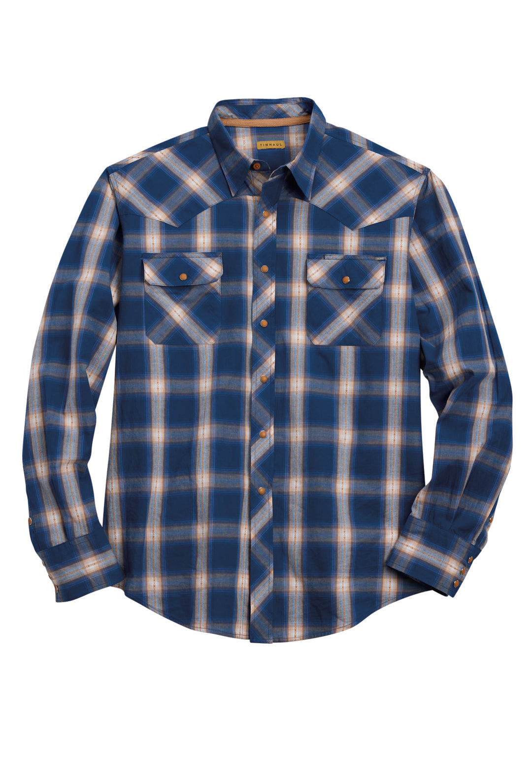 MENS TIN HAUL SADDLE PLAID DOBBY WESTERN SNAP SHIRT