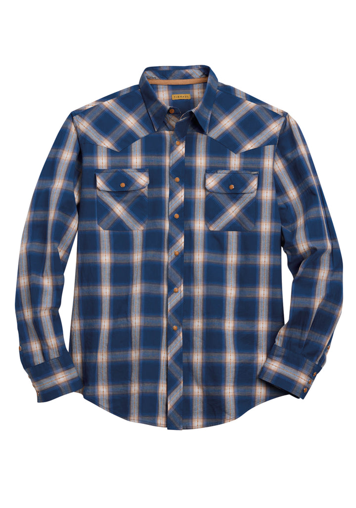 MENS TIN HAUL SADDLE PLAID DOBBY WESTERN SNAP SHIRT