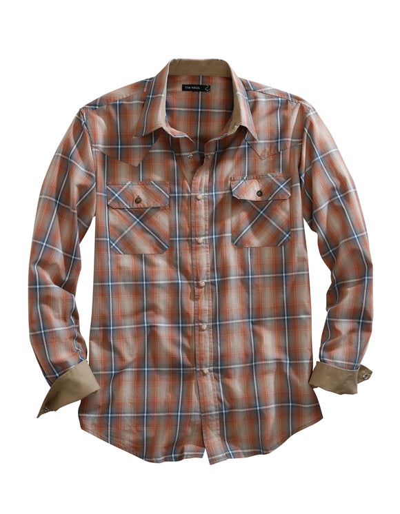 MENS LONG SLEEVE SNAP DUSTY OMBRE WESTERN SHIRT