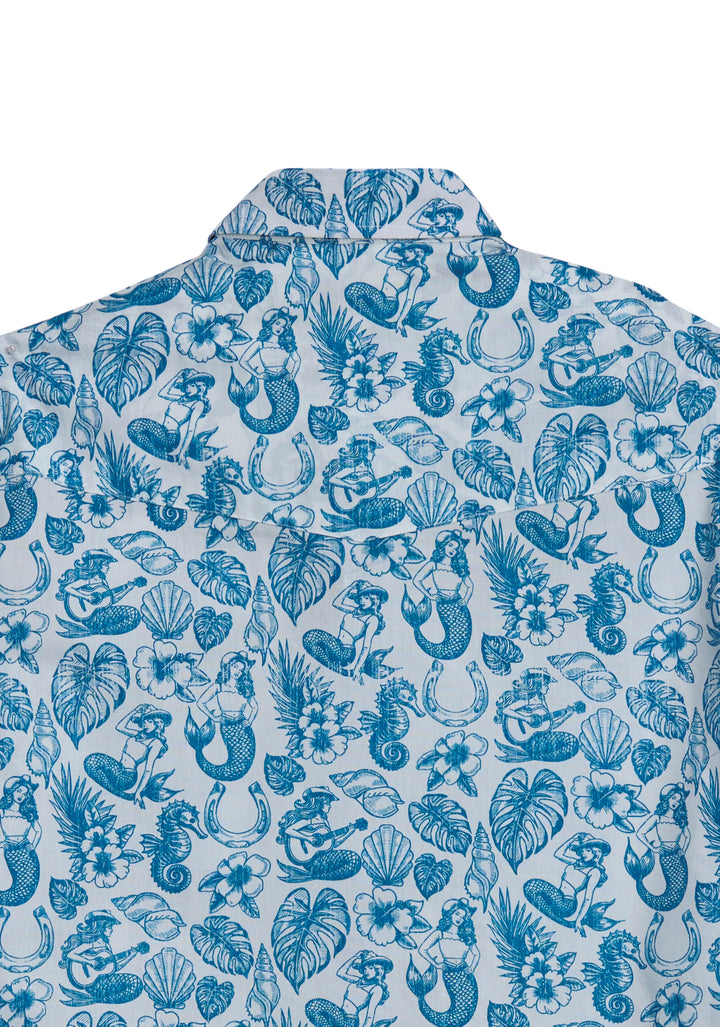Mens Tin Haul Nautical Print Long Sleeve Snap Shirt