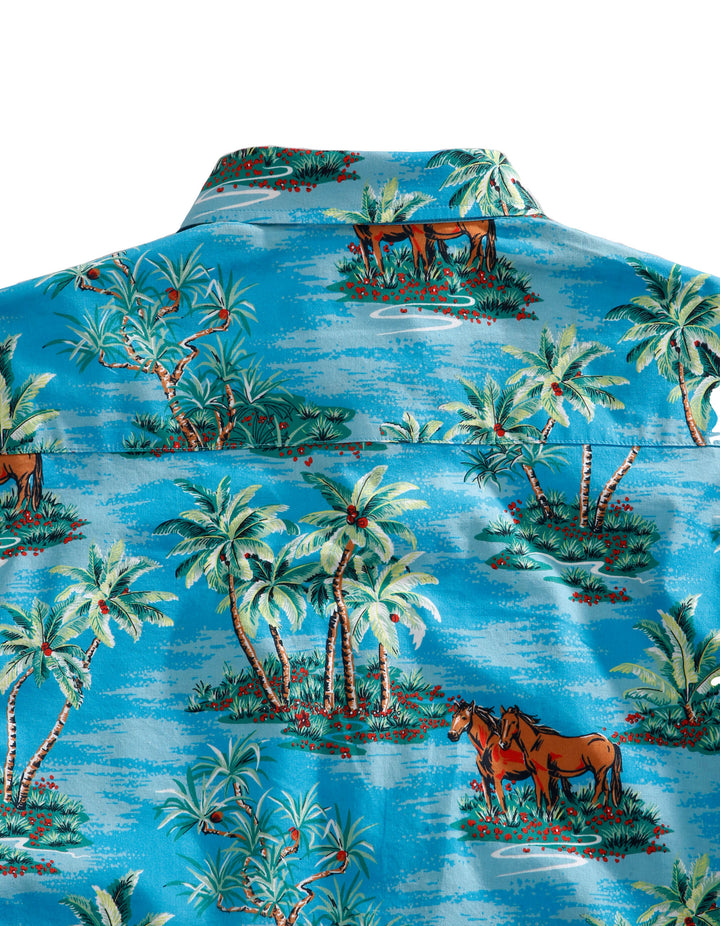 MENS LONG SLEEVE SNAP VINTAGE HAWAIIAN PRINT WESTERN SHIRT