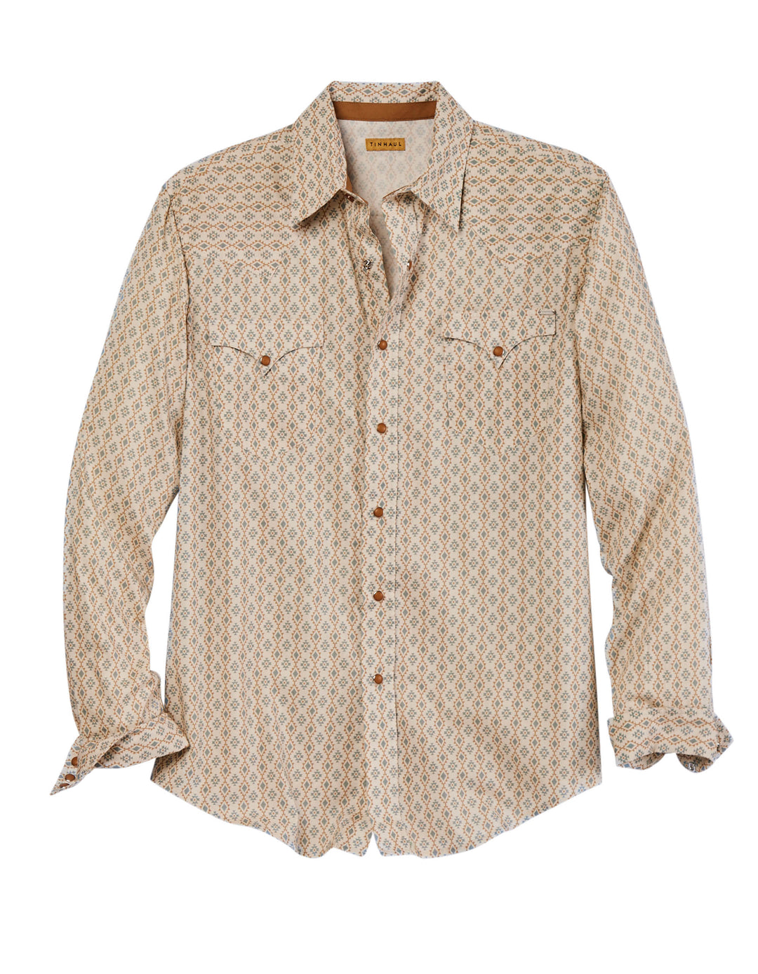 MENS AZTEC ALL OVER PRINT LONG SLEEVE SNAP WESTERN SHIRT