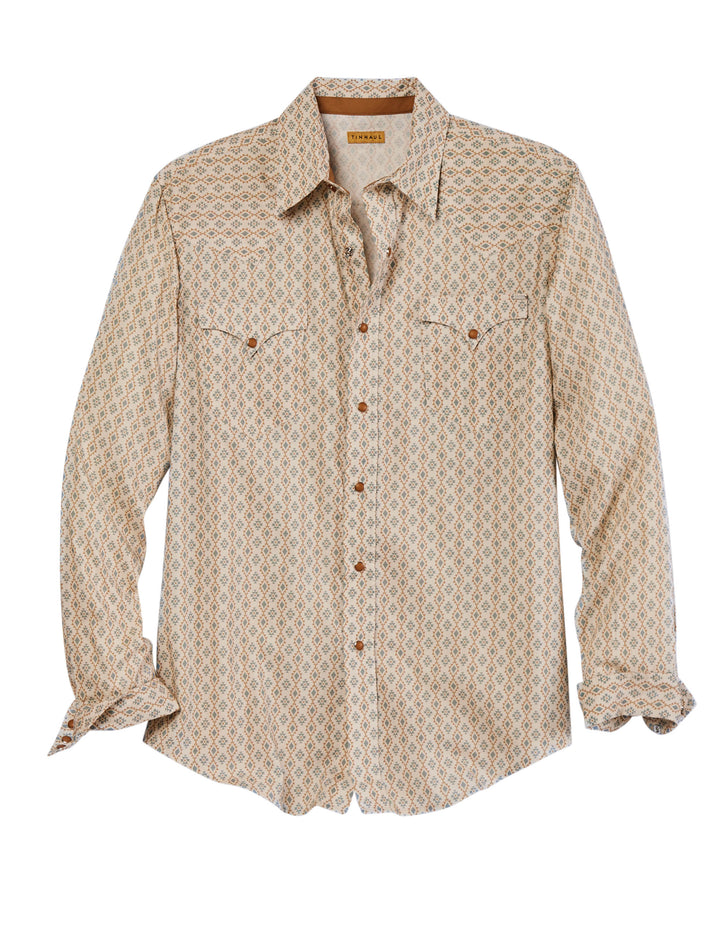 MENS AZTEC ALL OVER PRINT LONG SLEEVE SNAP WESTERN SHIRT