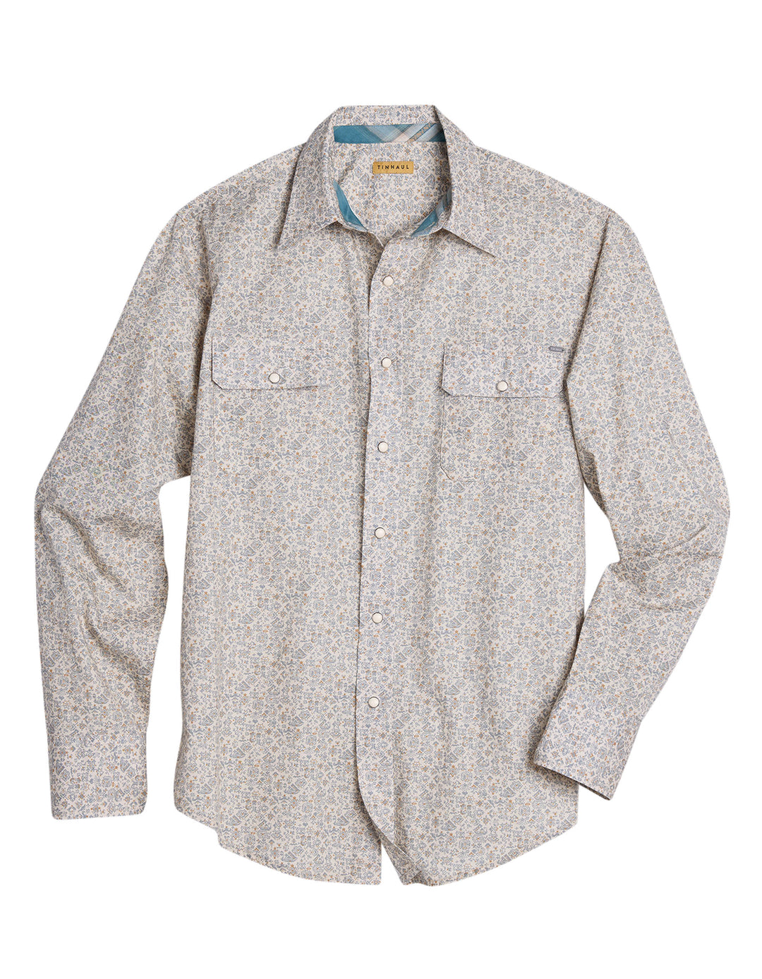 MENS LONG SLEEVE SNAP HIEROGRAPHICS PRINT WESTERN SHIRT