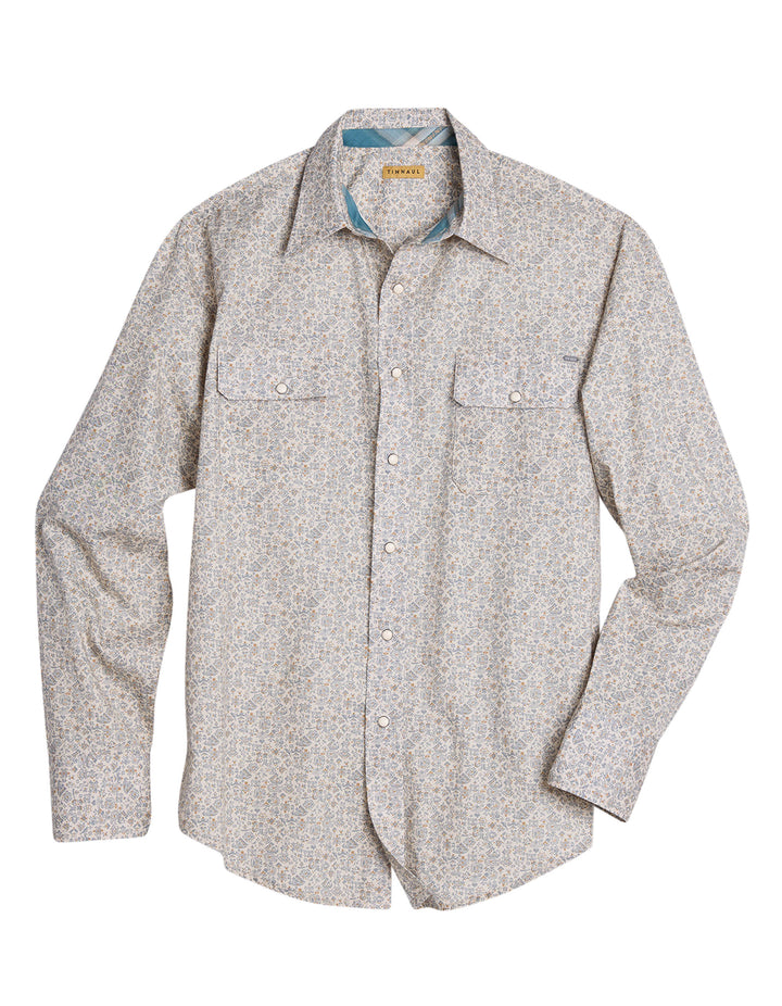MENS LONG SLEEVE SNAP HIEROGRAPHICS PRINT WESTERN SHIRT