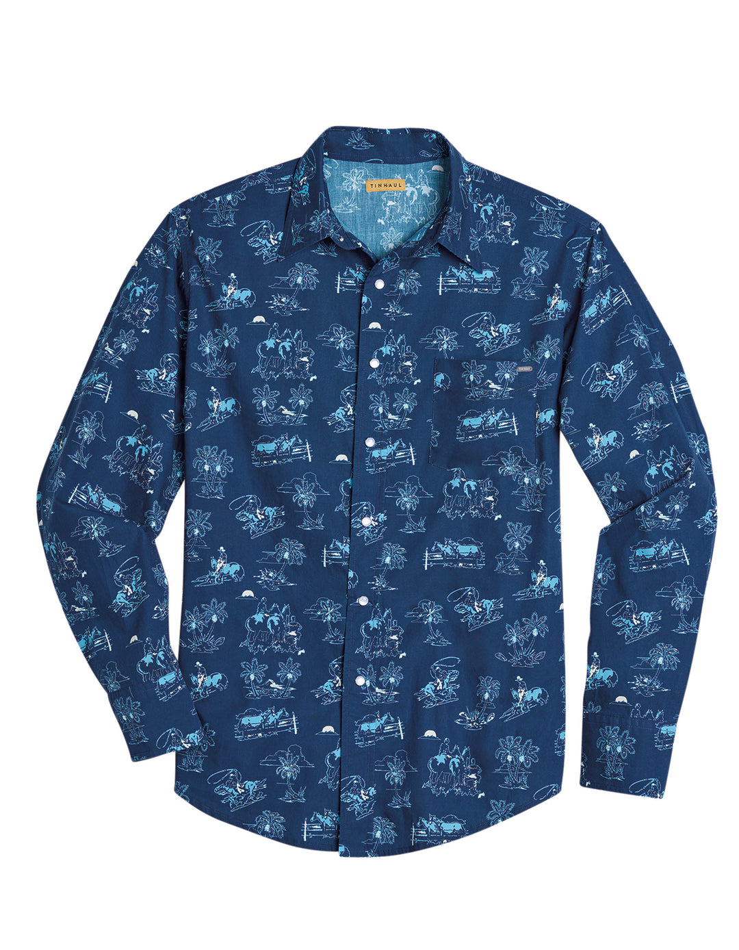 MENS COWBOY TROPICS LONG SLEEVE SNAP WESTERN SHIRT