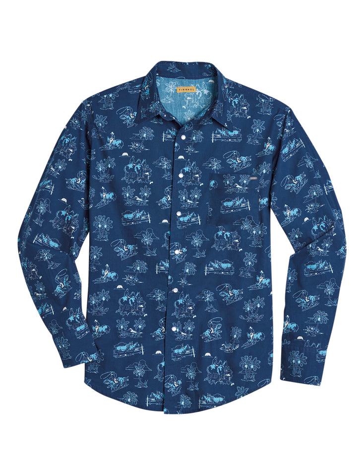 MENS COWBOY TROPICS LONG SLEEVE SNAP WESTERN SHIRT