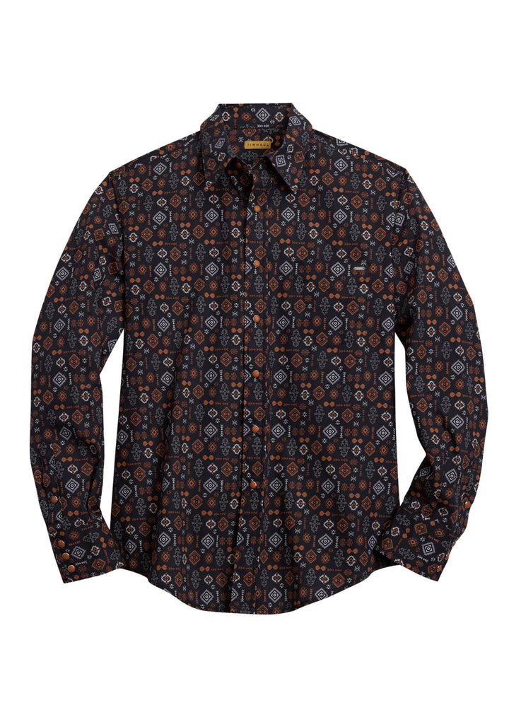 MENS TIN HAUL AZTEC PRINT WESTERN SNAP SHIRT