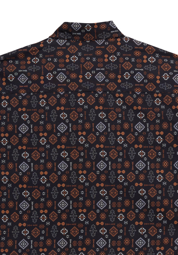 MENS TIN HAUL AZTEC PRINT WESTERN SNAP SHIRT