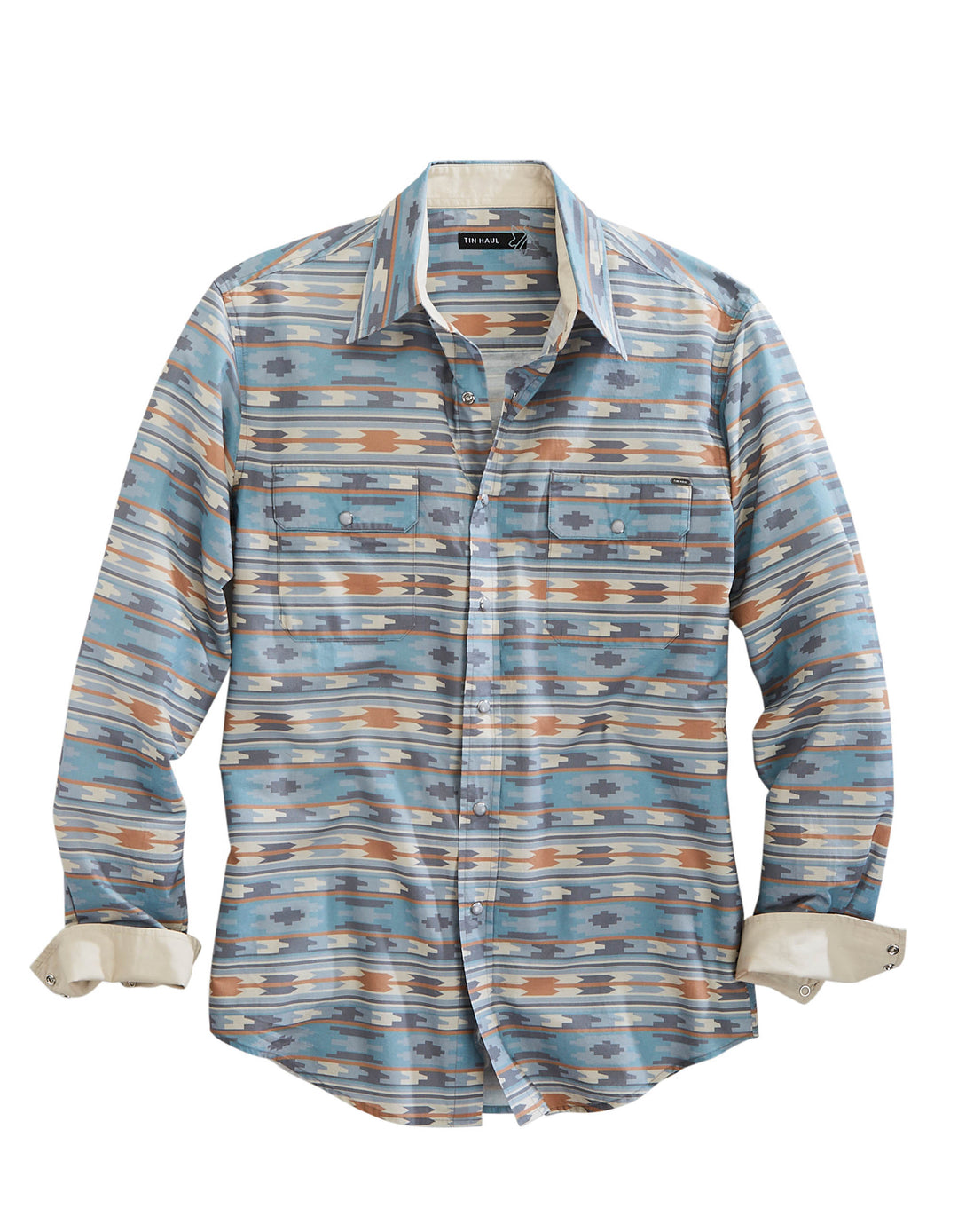 MENS LONG SLEEVE SNAP GHOST AZTEC WESTERN SHIRT