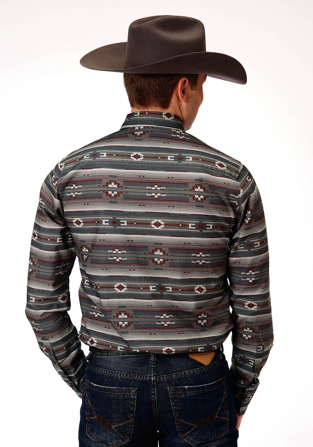 MENS LONG SLEEVE SNAP AZTEC SERAPE WESTERN SHIRT