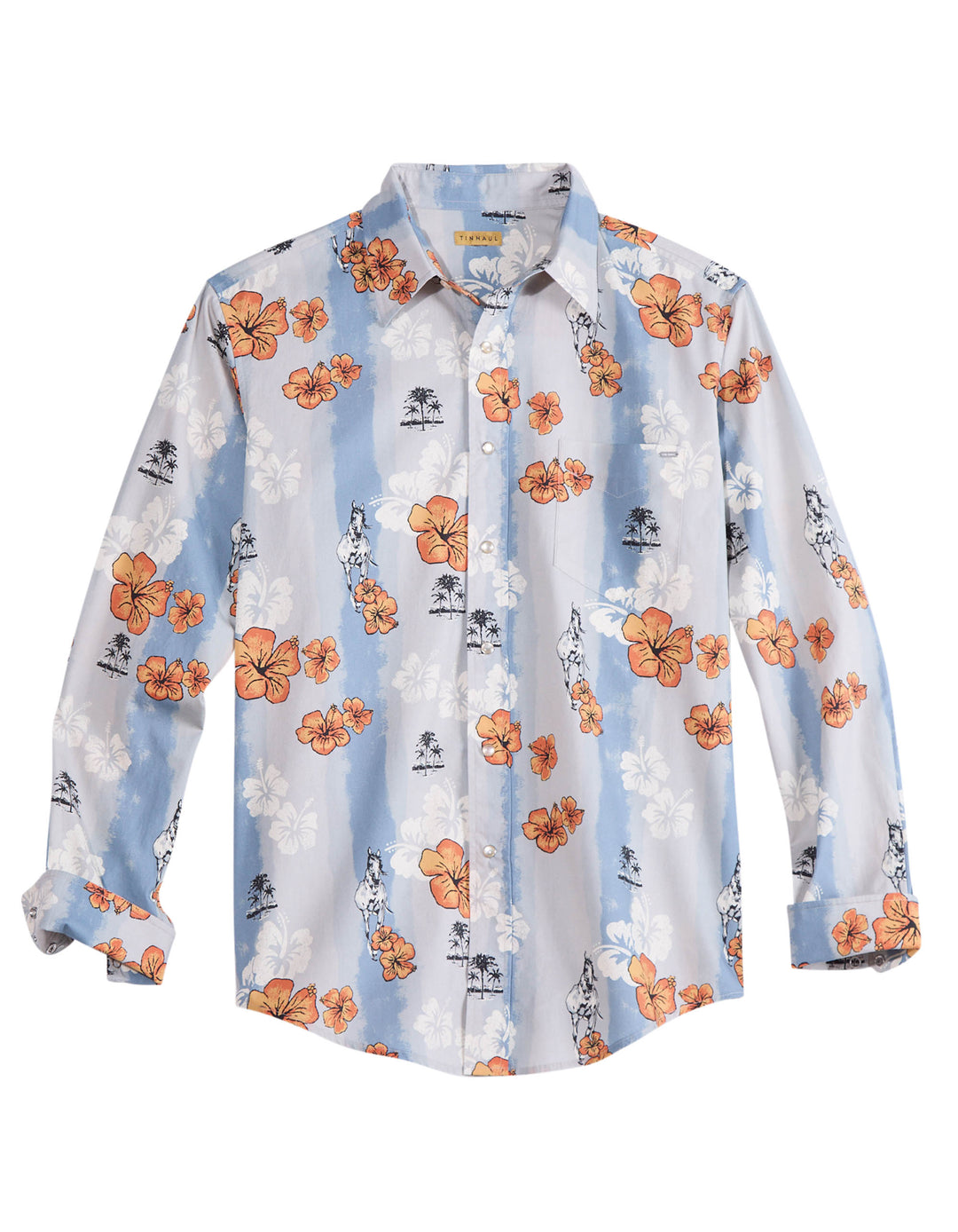 MENS VINTAGE TRIPICAL LONG SLEEVE SNAP WESTERN SHIRT