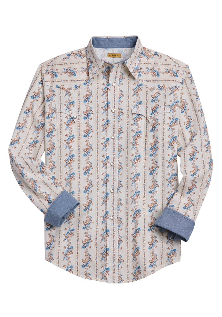 Mens Tin Haul Ranch Wallpaper Long Sleeve Snap Shirt