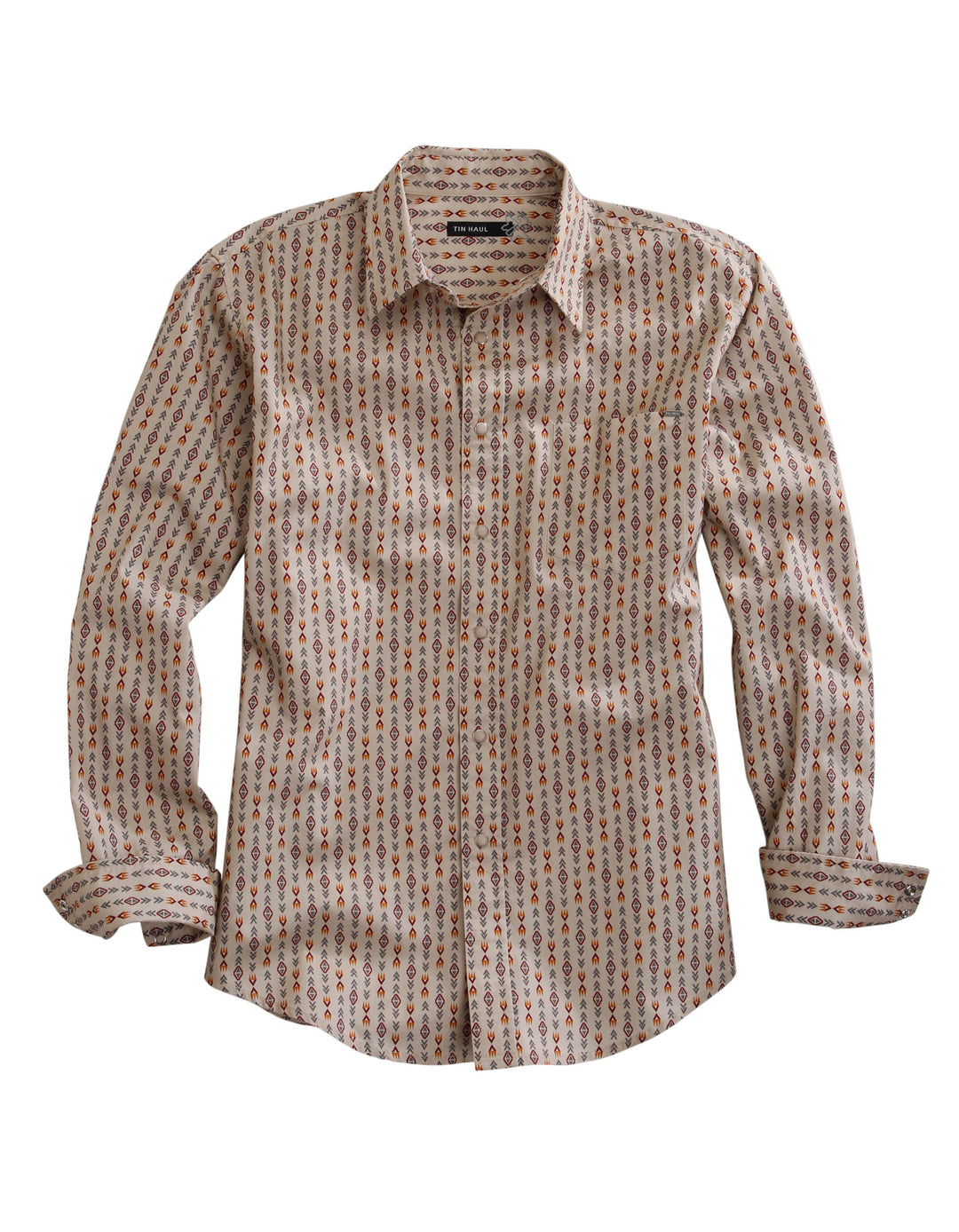 MENS LONG SLEEVE SNAP MODERN PETROGLYPHS PRINT WESTERN SHIRT