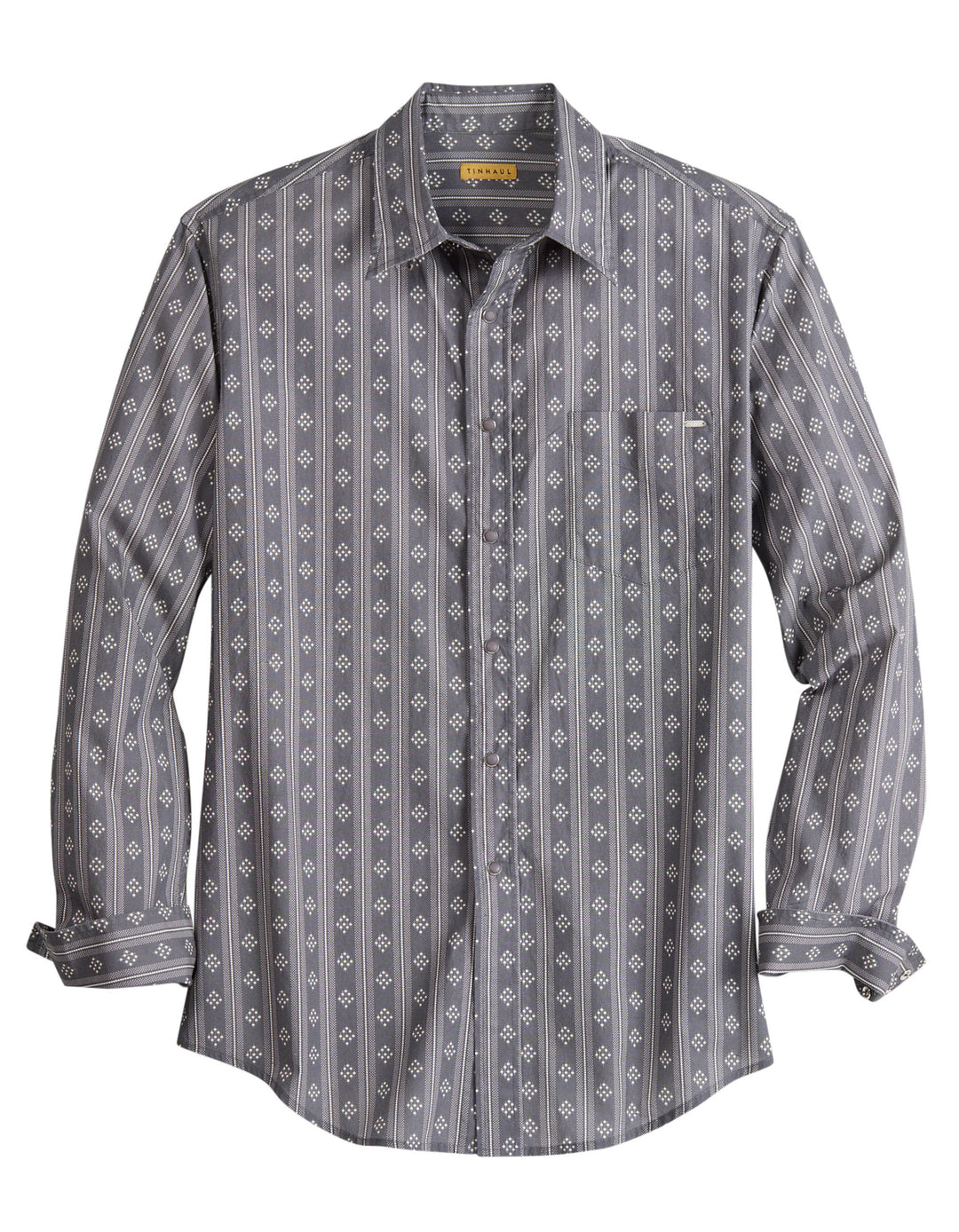 MENS VINTAGE STRIPE PRINT LONG SLEEVE SNAP WESTERN SHIRT