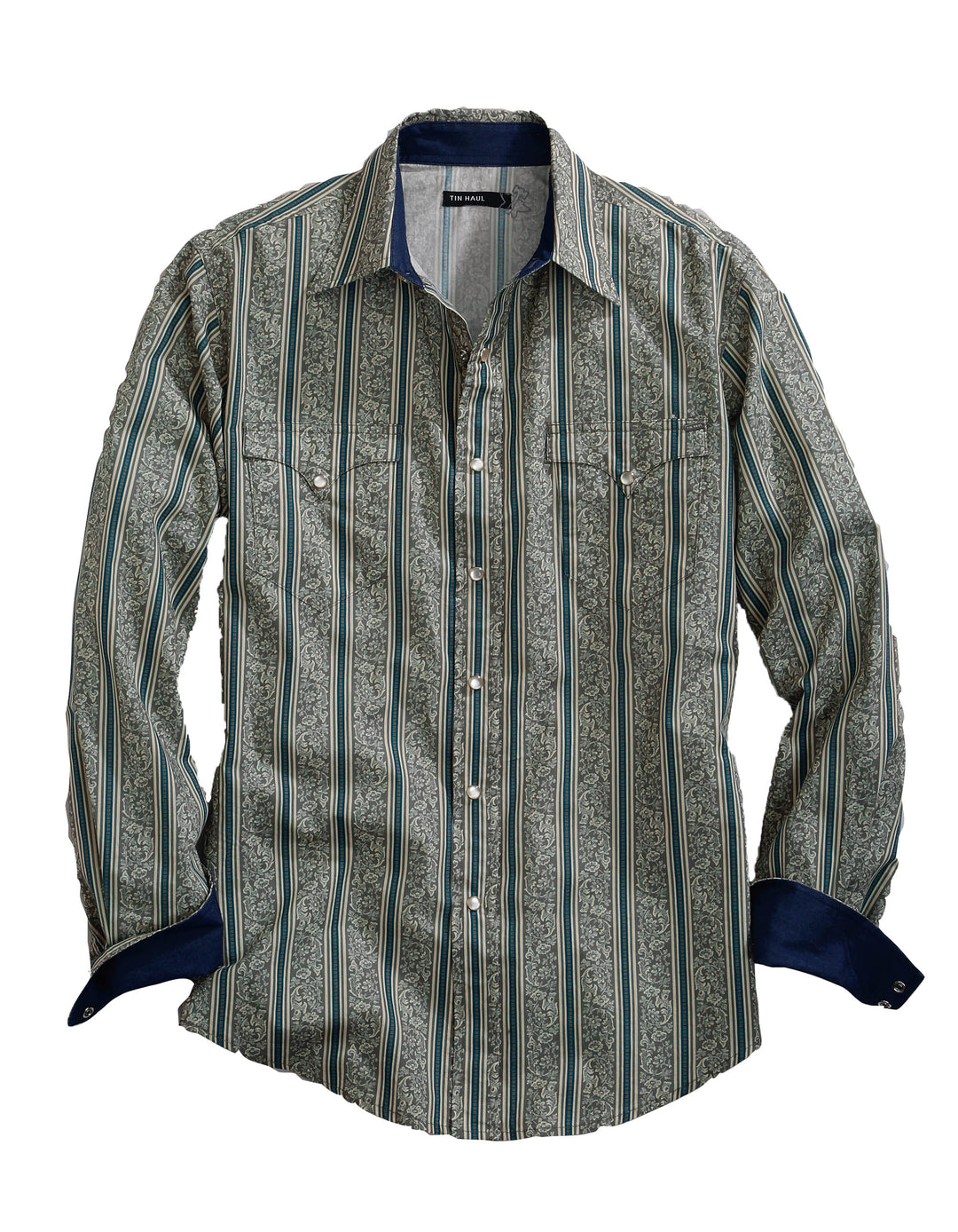 MENS LONG SLEEVE SNAP VINTAGE WALLPAPER WESTERN SHIRT