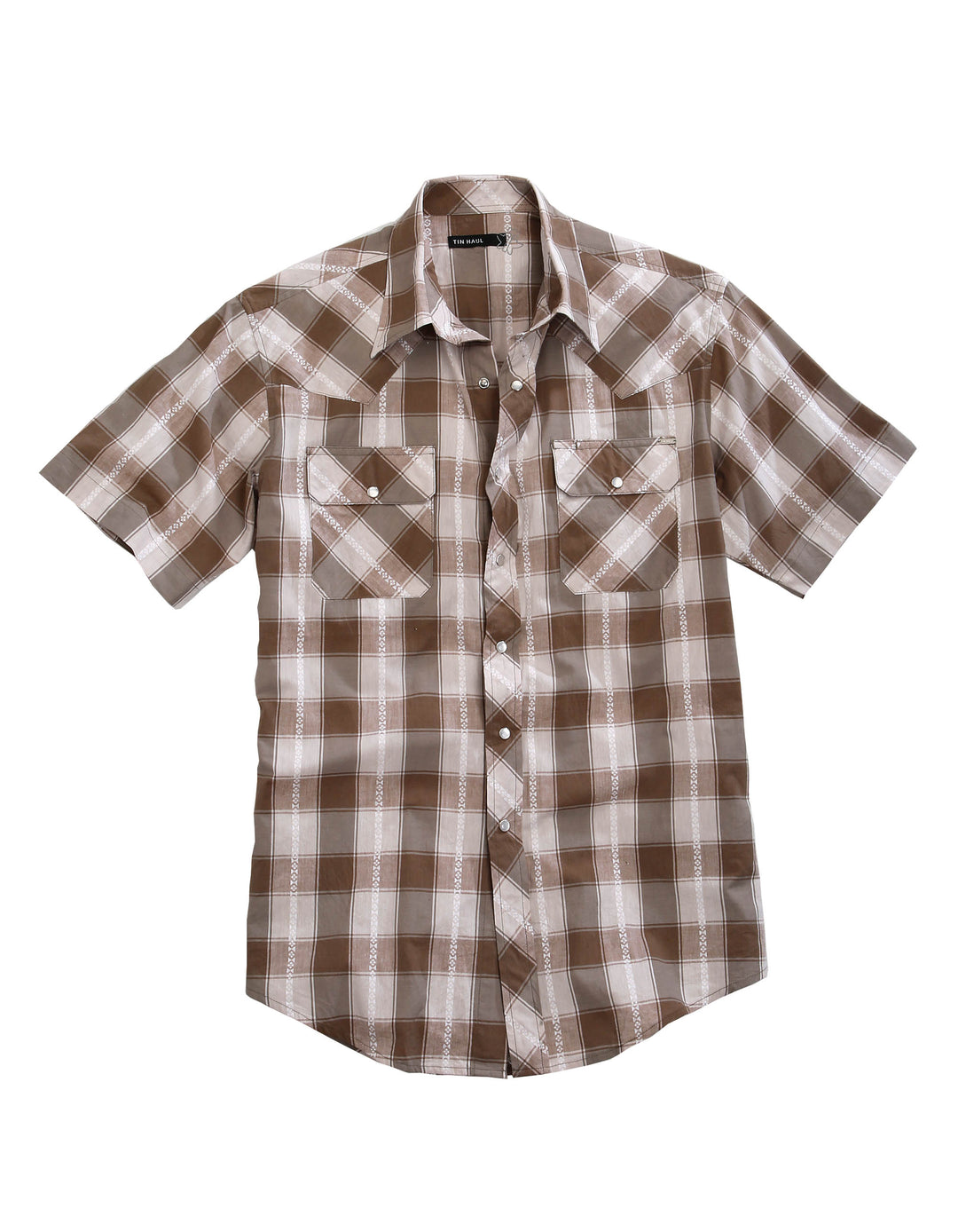 MENS SHORT SLEEVE SNAP BUFFALO DOBBY WESTERN SHIRT