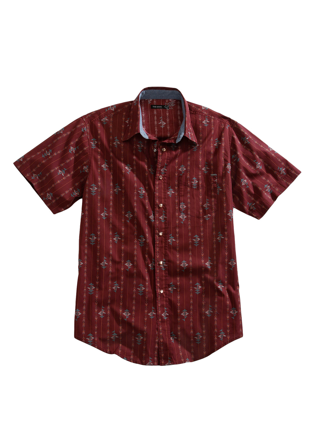 MENS SHORT SLEEVE SNAP ARROW AZTEC STRIPE WESTERN SHIRT