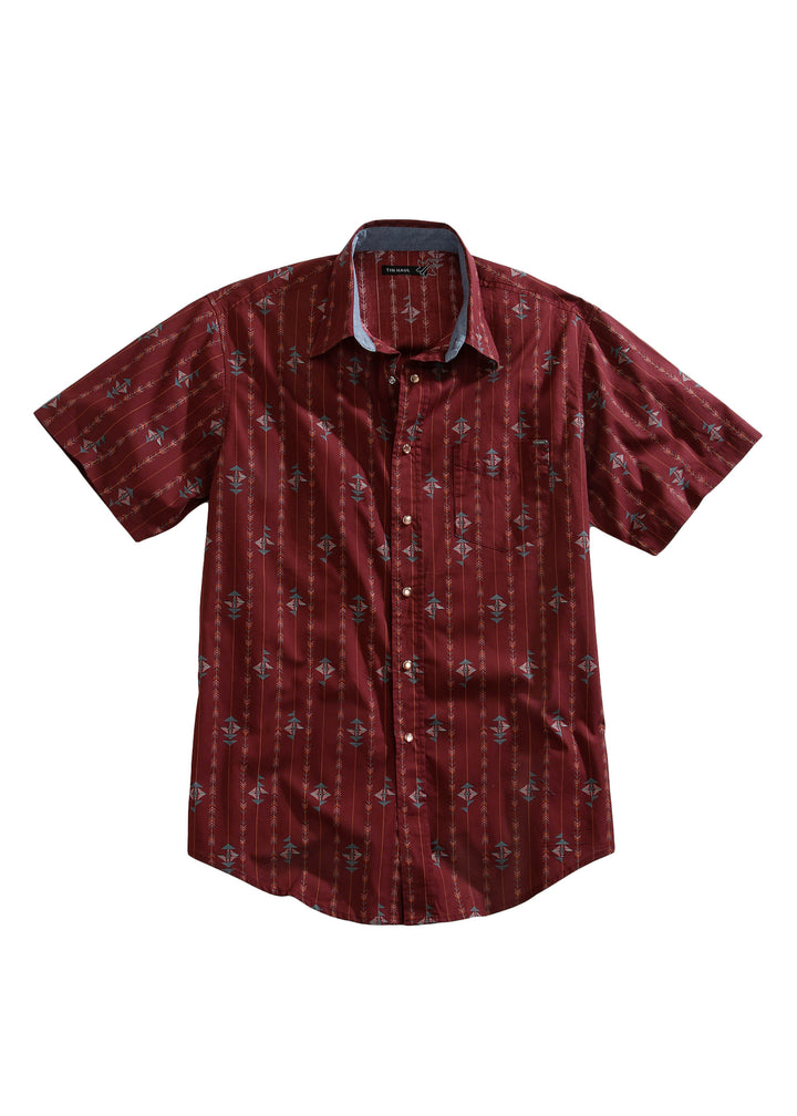 MENS SHORT SLEEVE SNAP ARROW AZTEC STRIPE WESTERN SHIRT