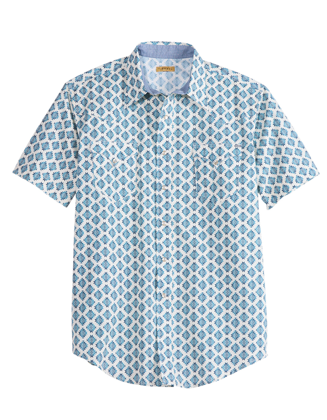 MENS OMBRE AZTEC TILES SHORT SLEEVE SNAP WESTERN SHIRT