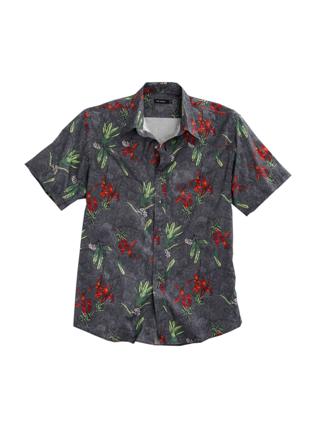 MENS TROPICAL PRINT SHORT SLEEVE WESTERN SNAP SHIRT
