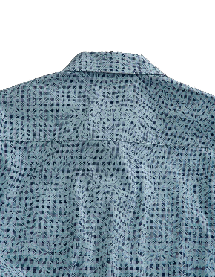 MENS SHORT SLEEVE SNAP DOT MATRIX AZTEC PRINT WESTERN SHIRT