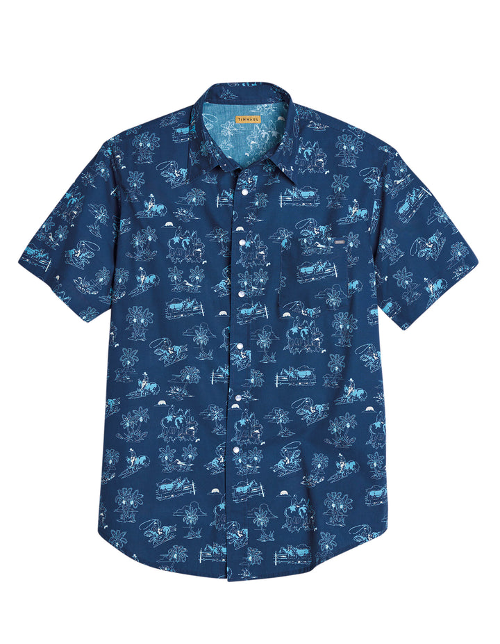 MENS COWBOY TROPICS SHORT SLEEVE SNAP WESTERN SHIRT