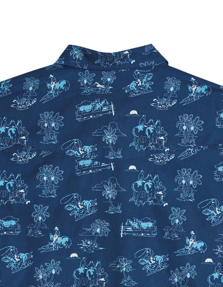 MENS COWBOY TROPICS SHORT SLEEVE SNAP WESTERN SHIRT
