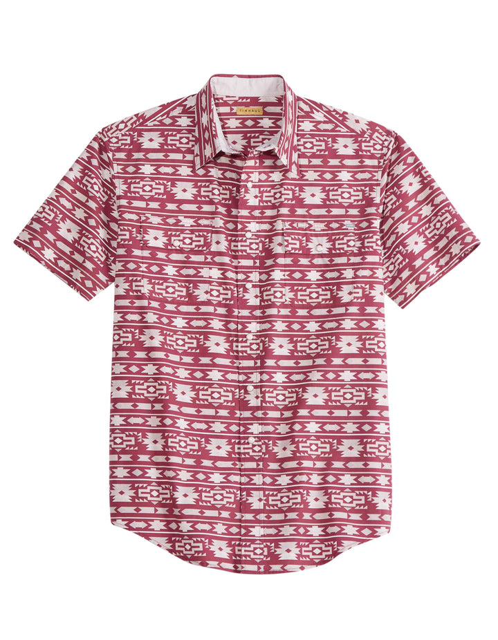 MENS AZTEC STRIPE SHORT SLEEVE SNAP WESTERN SHIRT