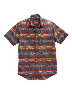 MENS SHORT SLEEVE SNAP FIRE AZTEC WESTERN SHIRT