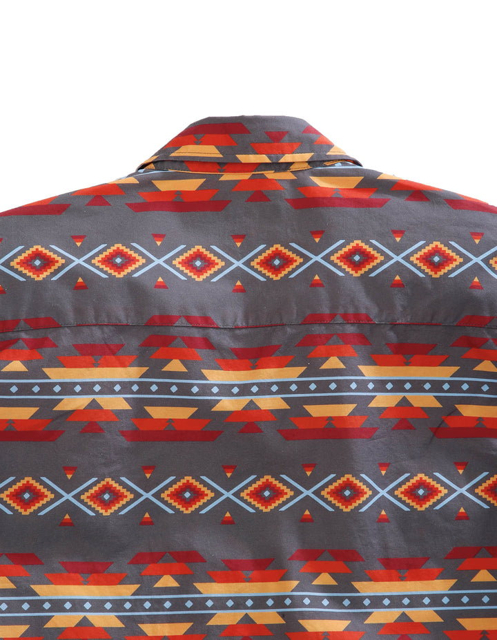 MENS SHORT SLEEVE SNAP FIRE AZTEC WESTERN SHIRT