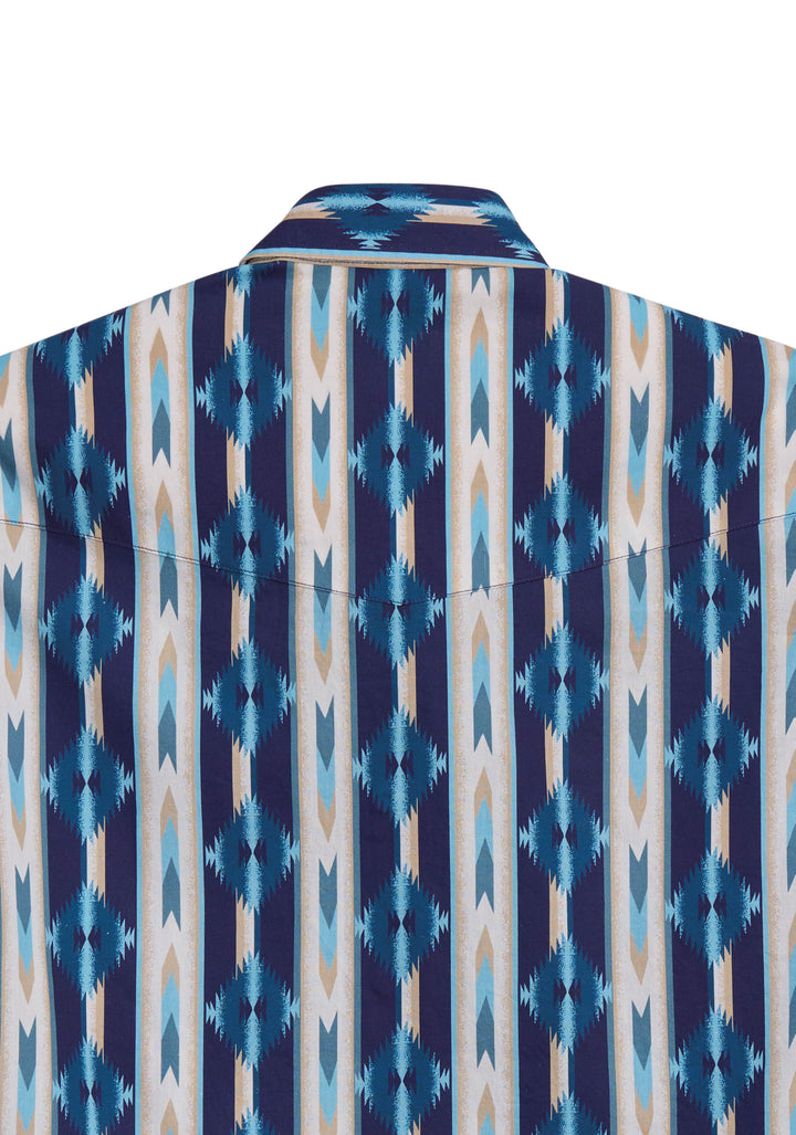 Mens Tin Haul Retro Aztec Stripe Long Sleeve Snap Shirt