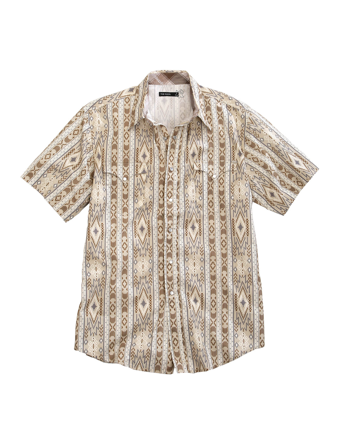 MENS SHORT SLEEVE SNAP TRIBAL WALLPAPER WESTERN SHIRT