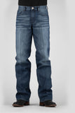 MENS BLUE AND GREY V DECO BACK PKT JEANS