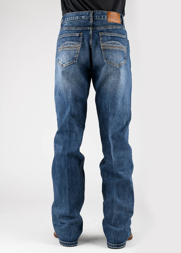 MENS SEAM BACK POCKET WITH EMB BUTTON JEANS