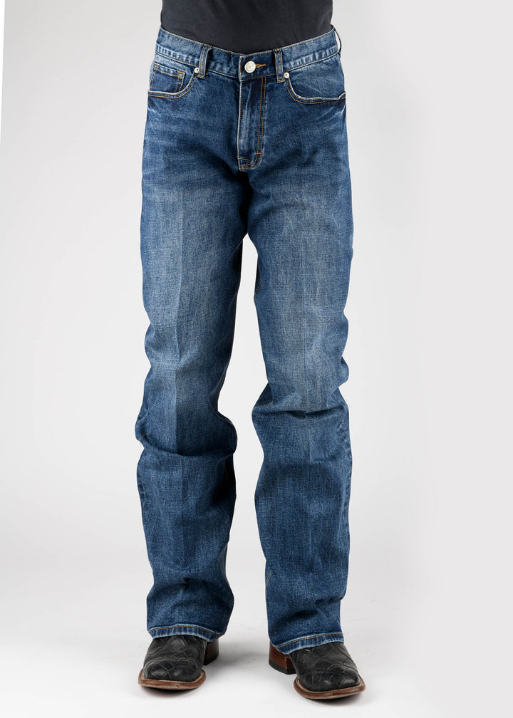 MENS SEAM BACK POCKET WITH EMB BUTTON JEANS