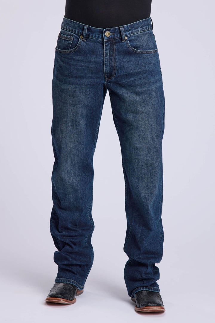 MENS TIN HAUL DARK WASH WESTERN REGULAR JOE JEAN WITH DIAMOND POCKET EMOBROIDERY