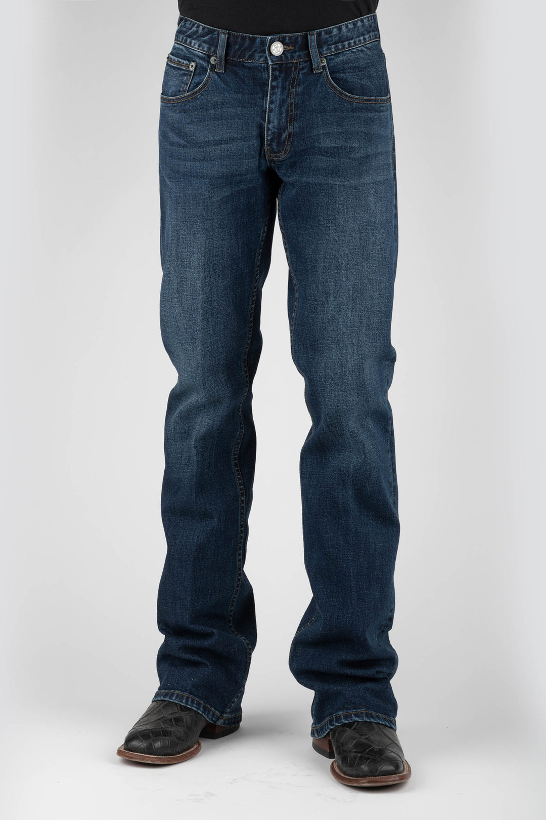 MENS HEAVY EMBROIDERY DOUBLE V BACK POCKET EMBROIDERY JEANS