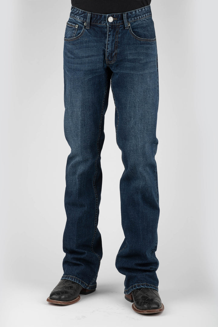 MENS HEAVY EMBROIDERY DOUBLE V BACK POCKET EMBROIDERY JEANS