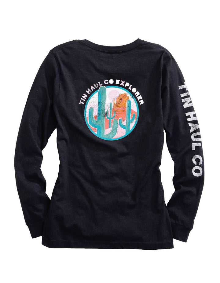 WOMENS LONG SLEEVE KNIT TIN HAUL EXPLORER  SCREEN PRINT SHIRT