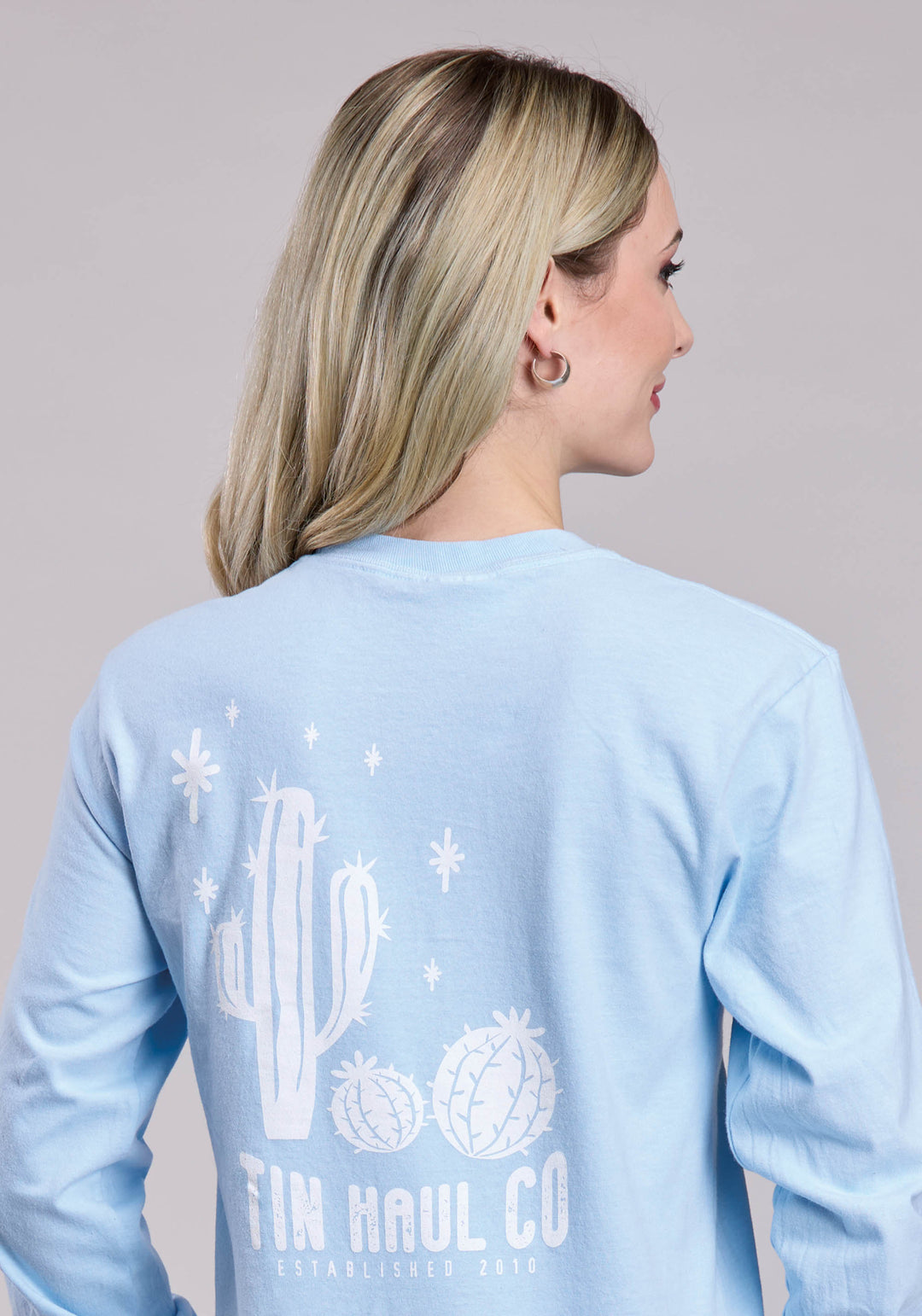 WOMENS TIN HAUL CACTUS AND STARS SCREEN PRINT LONG SLEEVE PULLOVER WESTERN SHIRT