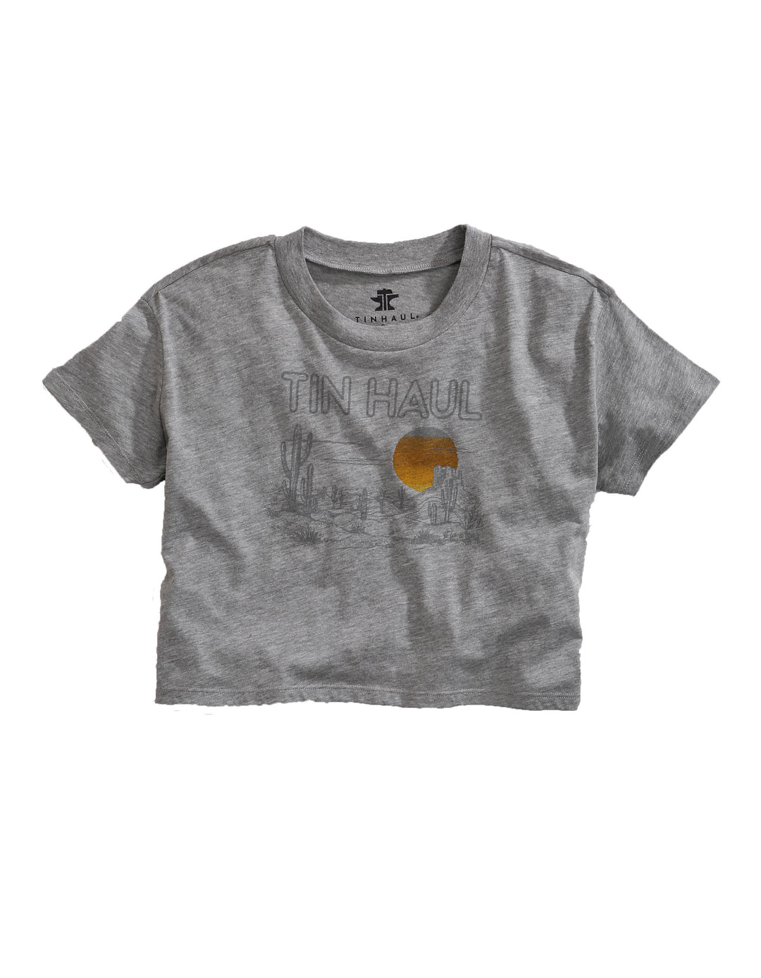 WOMENS LONG SLEEVE KNIT TIN HAUL DESERT SCENERY CROP TSHIRT SHIRT