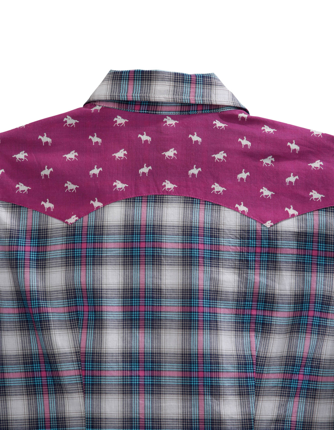 WOMENS STAR OMBRE PLAID LONG SLEEVE WESTERN SNAP SHIRT