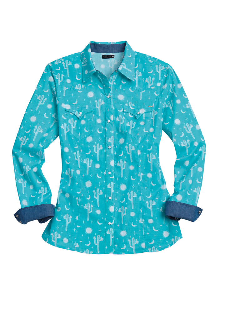 Womens Tin Haul Boho Cactus Print Long Sleeve Shirt