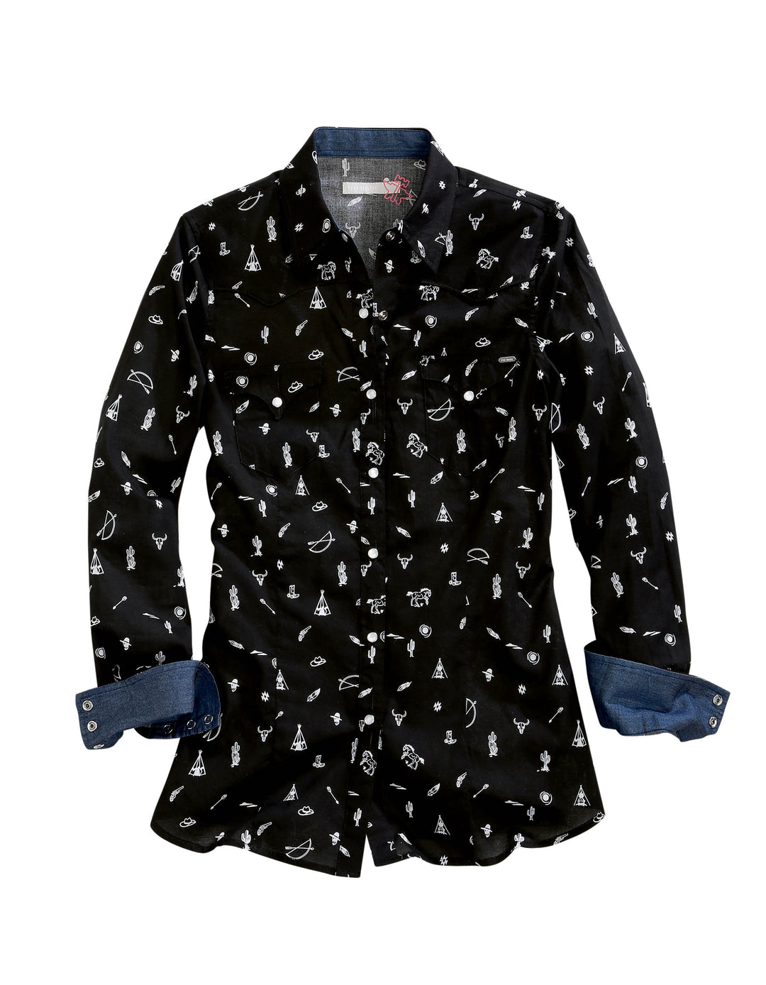 WOMENS WESTERN DITSY LONG SLEEVE SNAP SHIRT