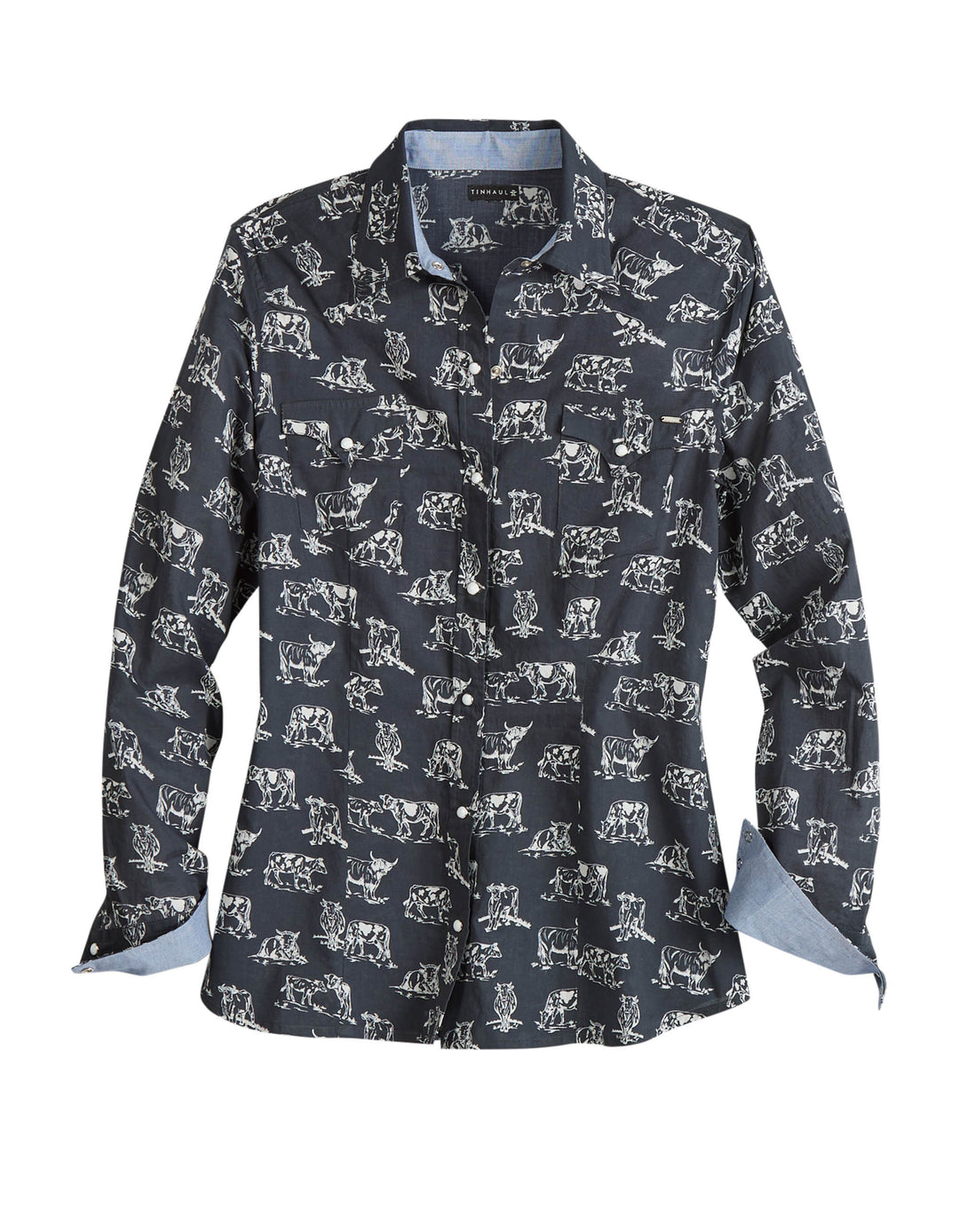 WOMENS COW TOILE LONG SLEEVE SNAP WESTERN SHIRT